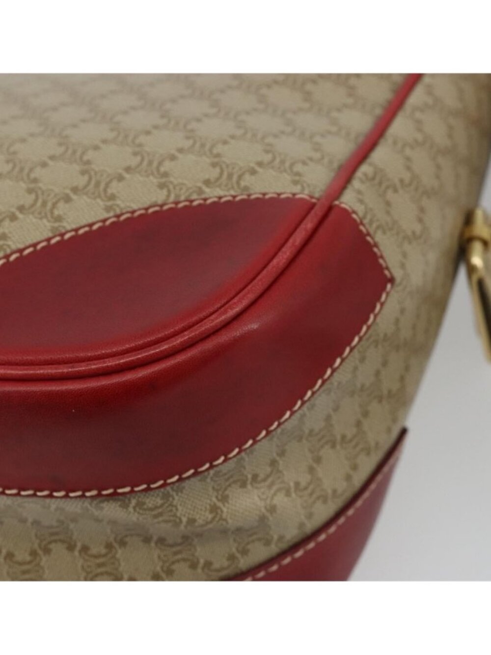 Authentic CELINE Macadam Canvas Shoulder Bag PVC Leather Beige Gold - Picture 15 of 16